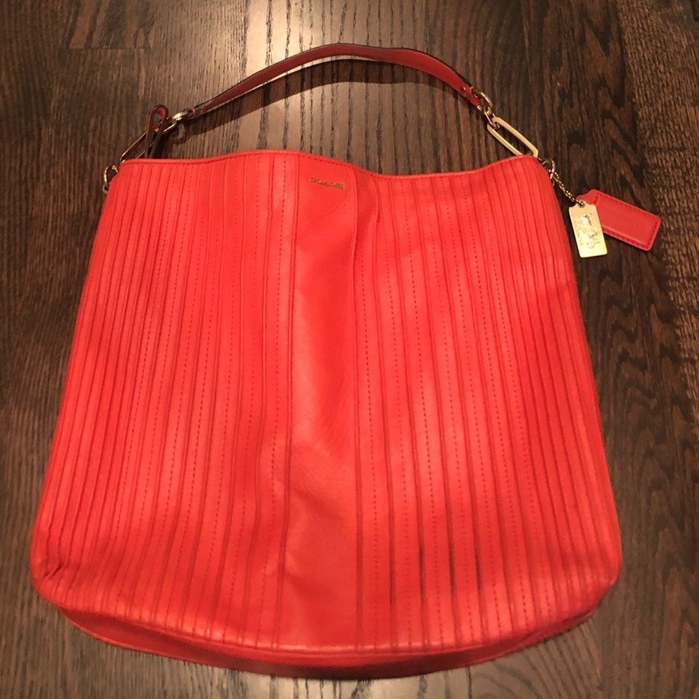 COACH purse orange/coral with gold